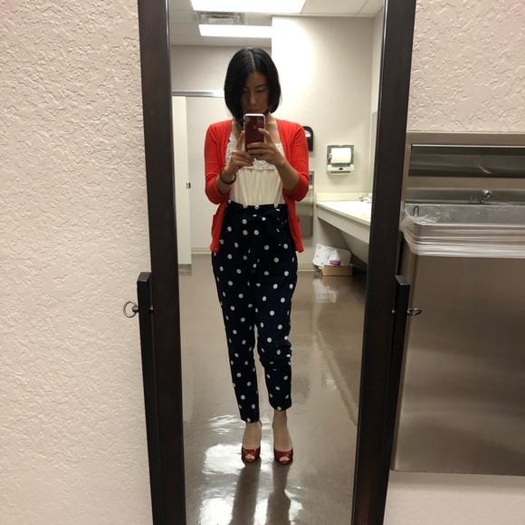 NAVY DOT-PRINT MADIE PANT IN GRAND SAPPHIRE - Picture 3 of 4